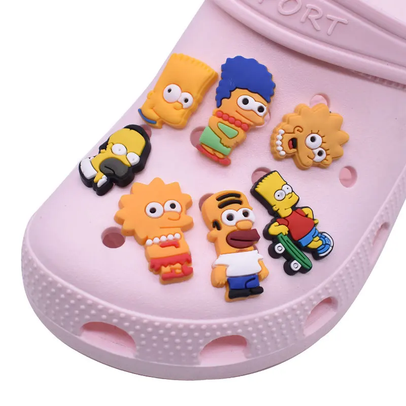 Conjunto de dijes de zapatos de dibujos animados de Los Simpsons, accesorios divertidos de PVC para zapatos, adornos de Crocs, hebilla, regalo