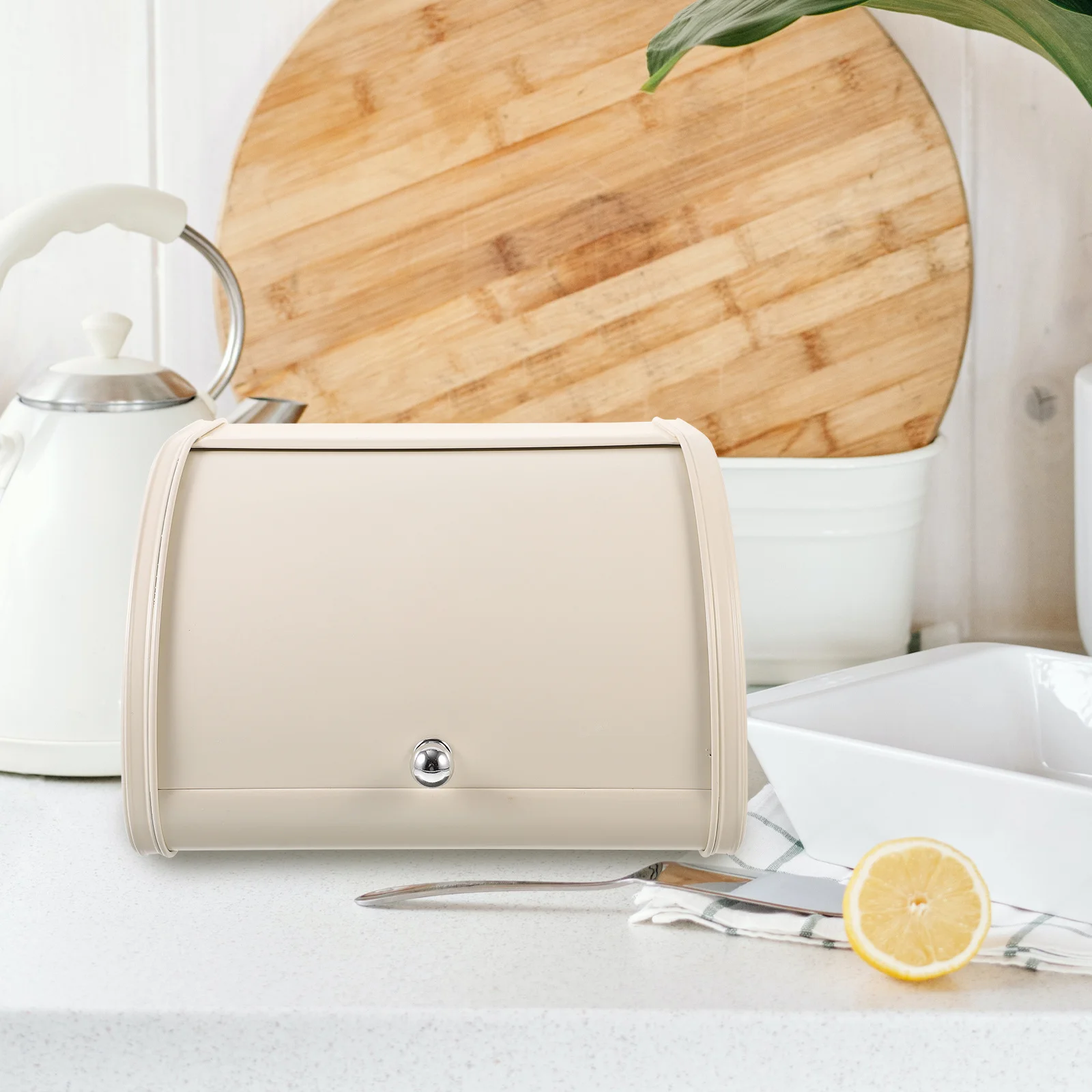 

Cute Patterned Metal Bread Bin Multi-Function Storage Organizer for Kitchen Countertop Home Bakery Coffee Shop