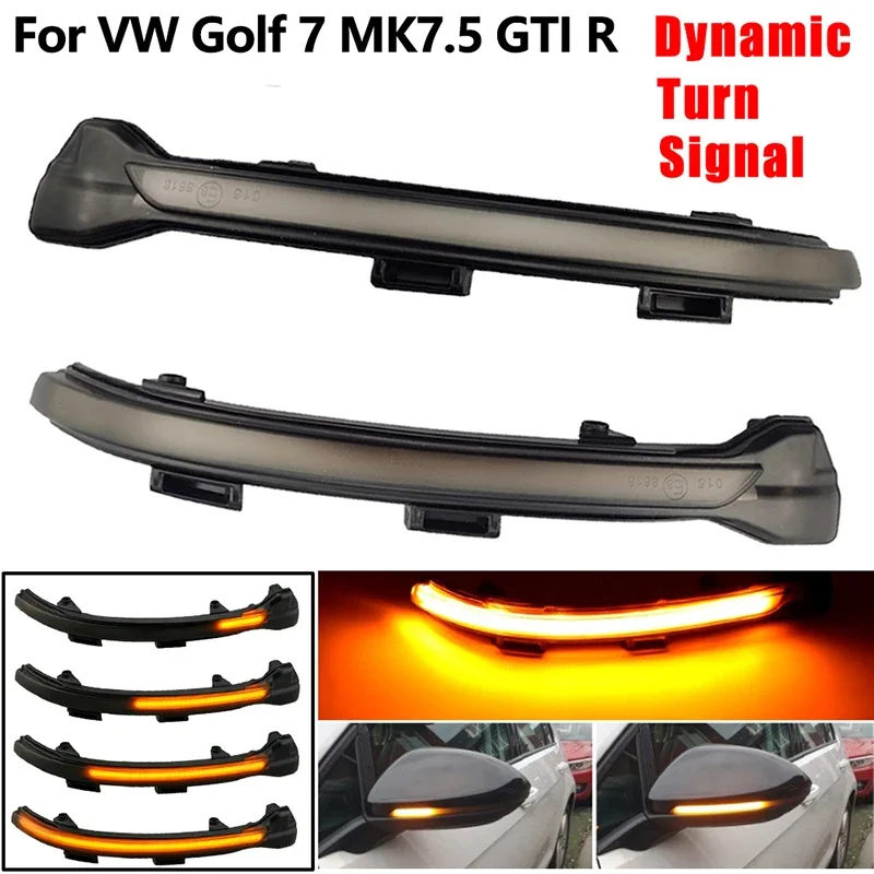 2pcs Dynamic LED Turn Signal Crystal for VW Golf MK7.5 GTI 7 7.5 R Rline GTD VII Mirror Light clear 2013 2020 arrow blinker