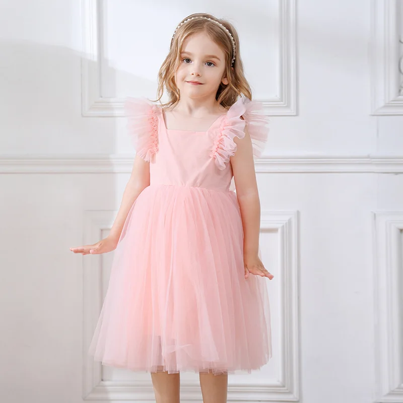 

Girls Summer Dress Mesh Skirt New Fashionable Baby Thin Children's Summer Bowknot Dress