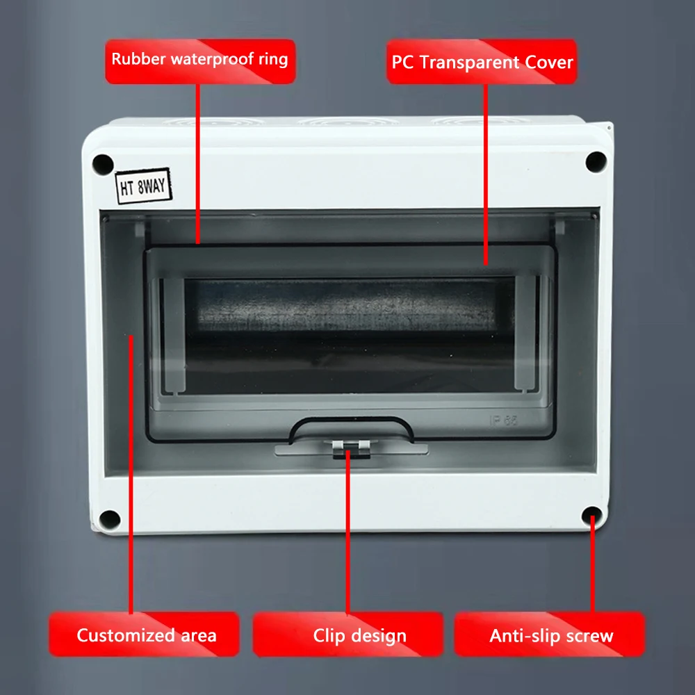 Electrical Junction Box Hinged Cover Transparent Lid IP65 Electrical Project with Enclosure 2/3/5/8/12 circuit distribution box