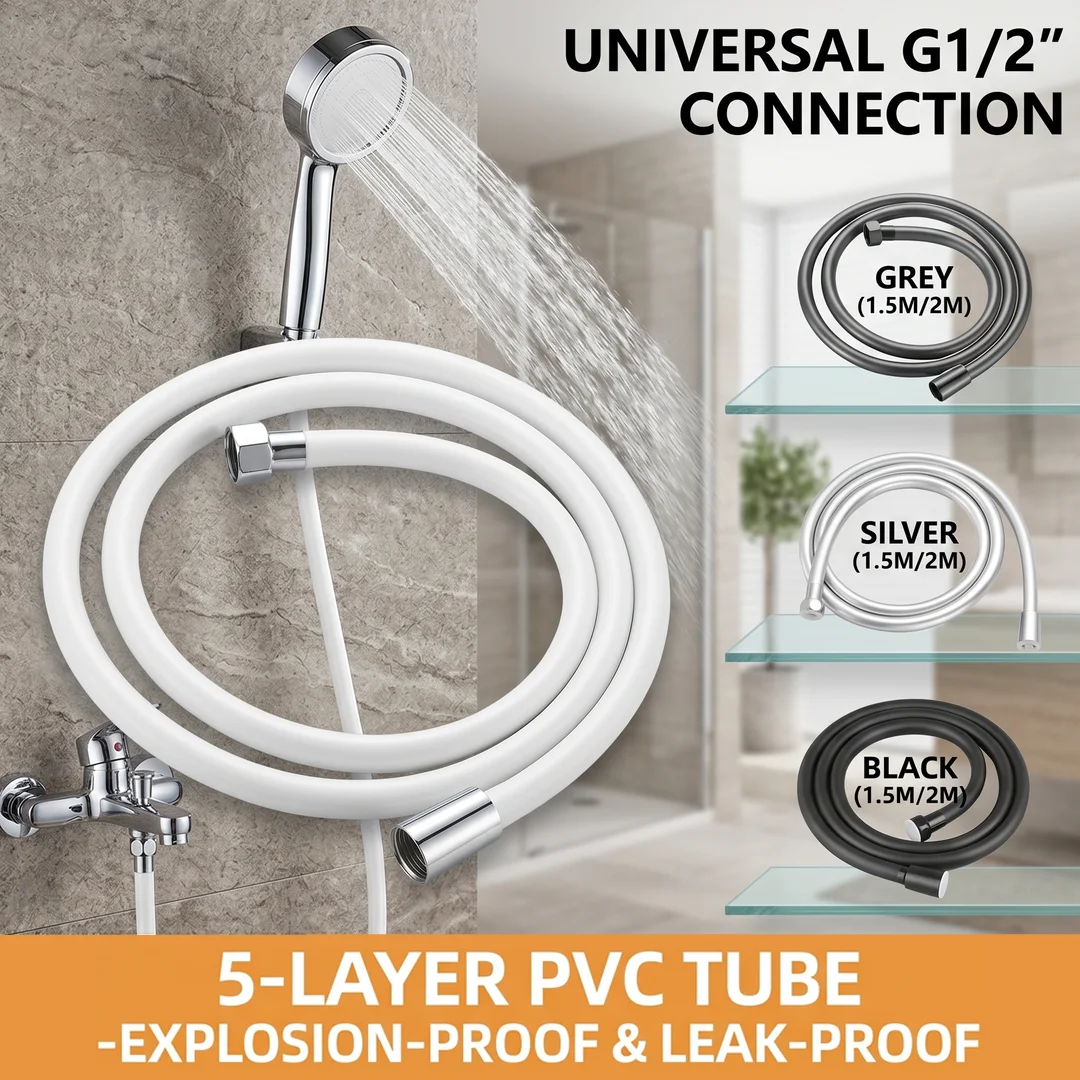 1,5/2M Duschschlauch 4/1" Universalanschluss Auslaufsicheres PVC-Badezimmer-Wasserrohr Explosionsgeschützter Wasserschlauch