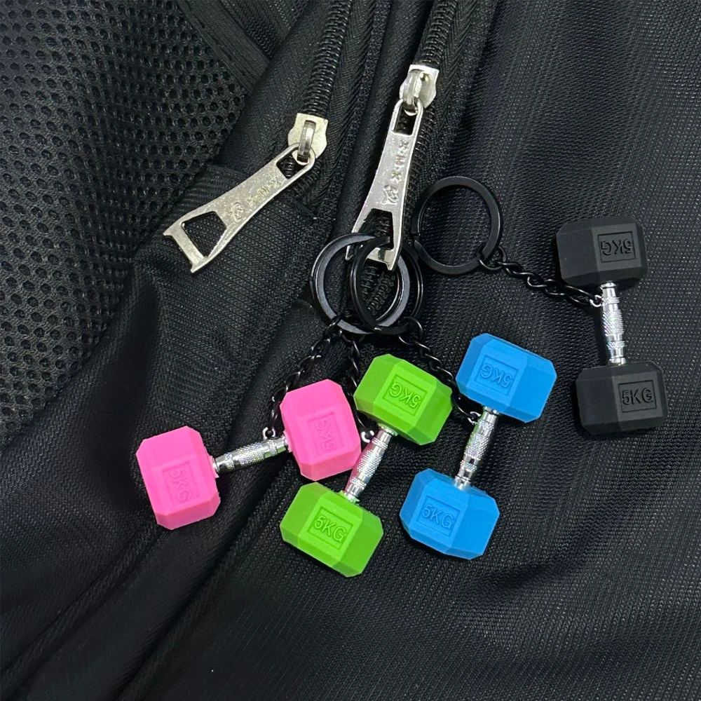 Creative Dumbbell Keychain PVC Mini Key Ring Gyms Sports Equipment Bag Pendant Exquisite Fitness Car Key Chain Decoration