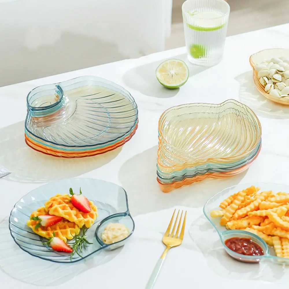 Marine Style Multi-dining Shell Plate Transparent Food Grade Plastic Conch Bone Spitting Dish Odorless Not Easily Deformed