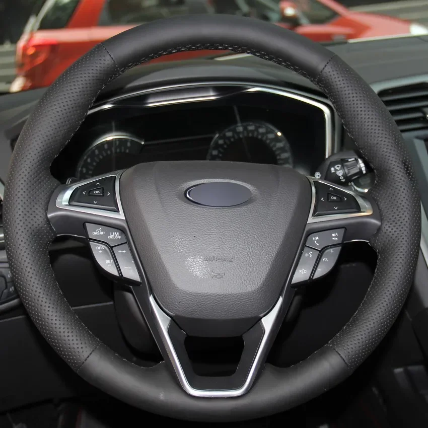 

Оплетка на руль из натуральной кожи ручной работы, нескользящая, для Ford Mondeo 2013-2014, EDGE, аксессуары для интерьера