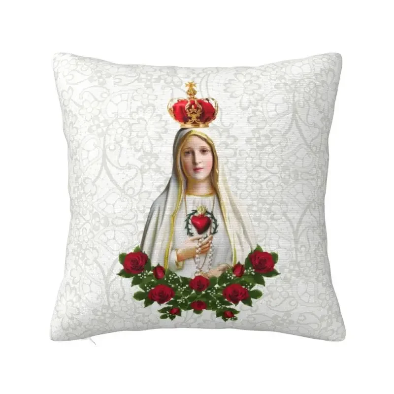 Our Lady Of Fatima Virgin Mary Cushion Cover Polyester Portugal Rosary Catholic Throw Pillow for Car Pillowcase Decoration