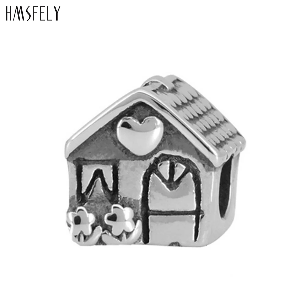 HMSFELY European Big Hole House Nest Beads For DIY Charm Bracelet Jewelry Making Accessories 316l Stainless Steel Big Bead