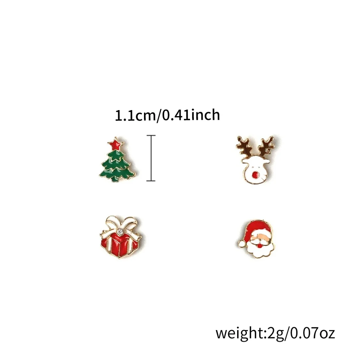4 Paar/Set Süße Mini-Weihnachtsbaum-Weihnachtsmann-Hirsch-Emaille-Ohrstecker für Frauen Niedliche Elch-Geschenkbox-Ohrringe Weihnachtsfeier-Schmuck – Detail 32