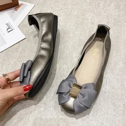 Women's Ballet Shoes Butterfly Knot Ballet Flats Women PU Leather Girl Shoes Ballerina Mary Jane Ballet Flats Luxury Shoes