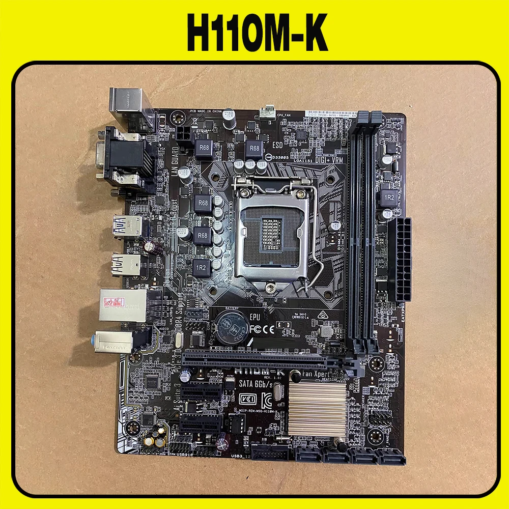 H110M-K For A-S-U-S DDR4 32GB LGA 1151 Micro ATX Motherboard  PCI-E 3.0 3×SATA 3.0 USB3.0 VGA HDMI-compatible RJ45 M.2 H110M K