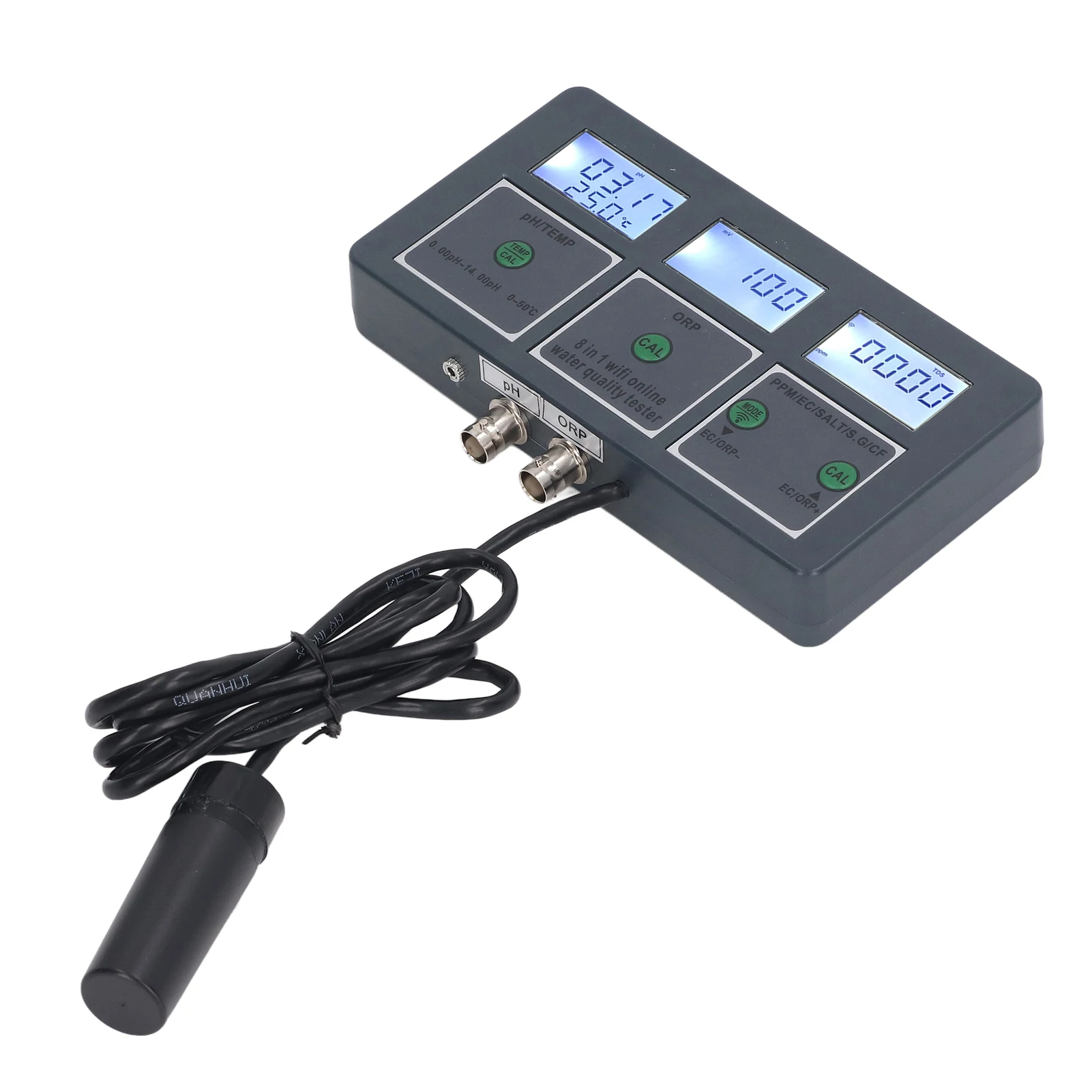 Meter Multi Parameter Water Quality Tester S. G PH EC SALT ORP  CF TEMP 8 in 1 Rechargeable Online Monitoring for Aquarium