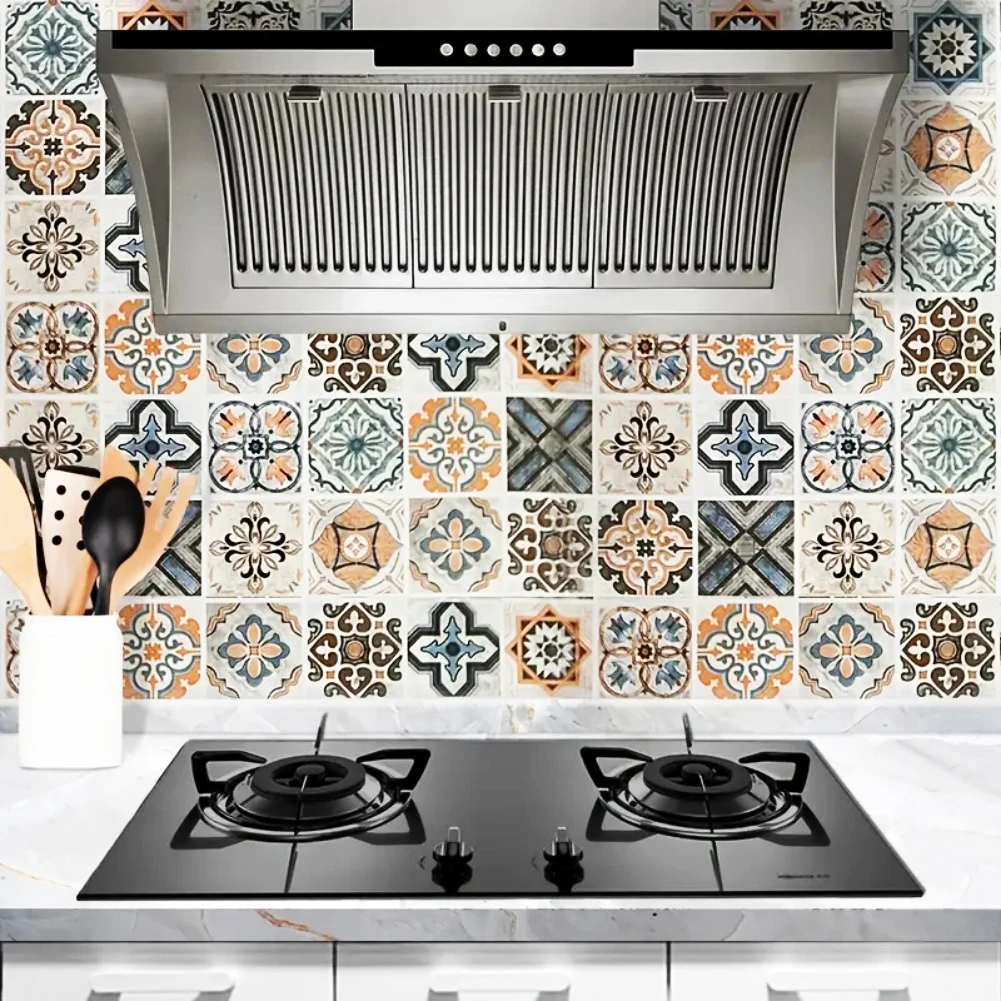 1pc Kitchen Floor Stickers Wear-resistant Self-adhesive Waterproof Floor Stickers Non-slip Texture Protection Stickers