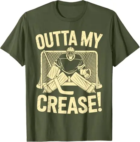 Outta My Crease Lustiges Eishockey-Torwart-Kunstwerk für Männer und Frauen T-Shirts Eishockey-Liebhaber Unisex T-Shirt Outdoor-Sportbekleidung – Detail 11