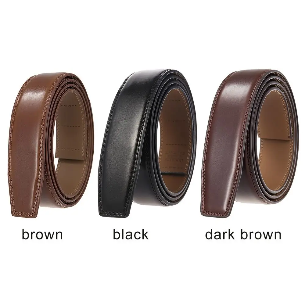 3.5cm Genuine Leather Belt Without Buckle Cowhide Non-porous Girdle Waistband For Men Male Accessories