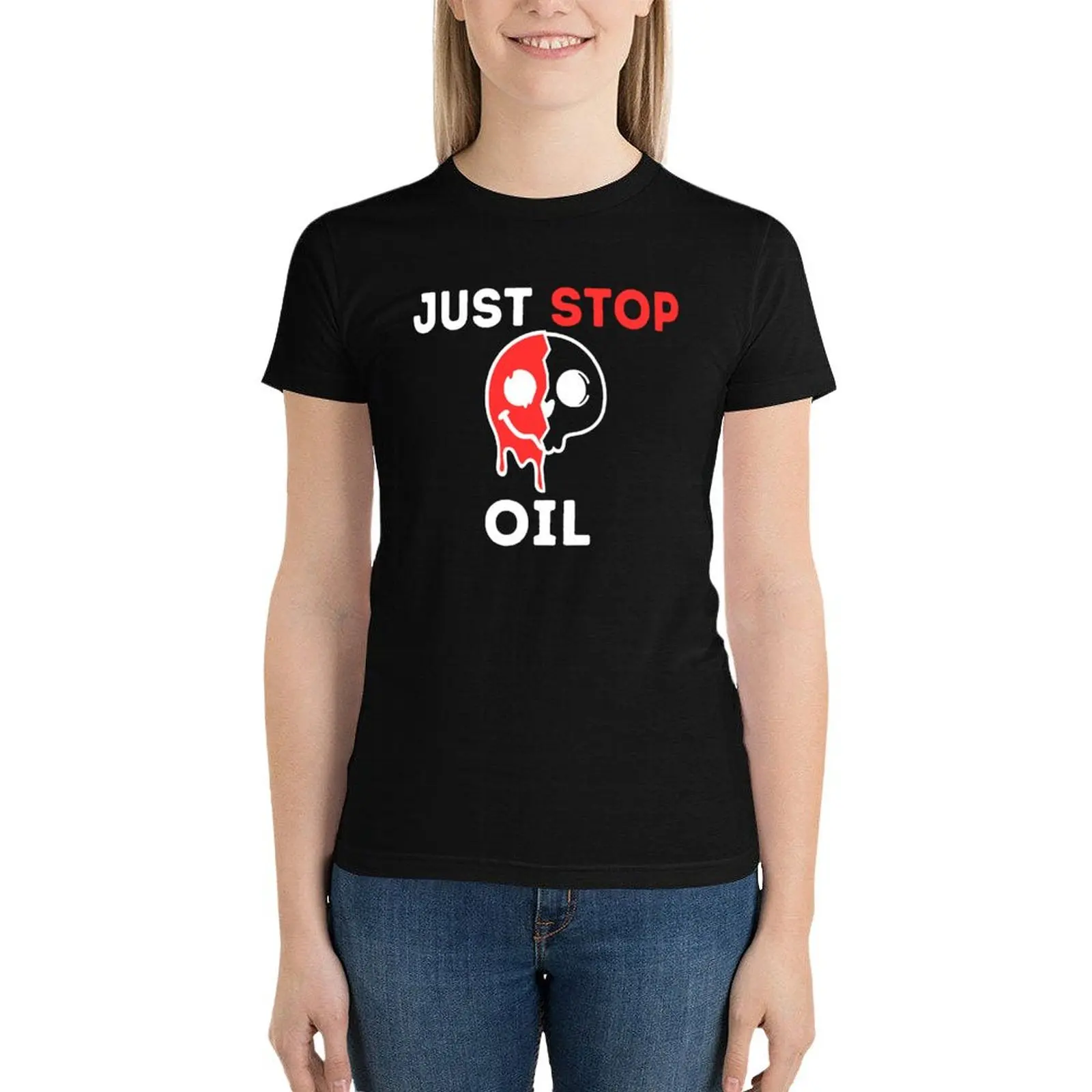 T-shirt à la mode pour femme, vêtement esthétique et humoristique, Just stop oil save the planet, 2024