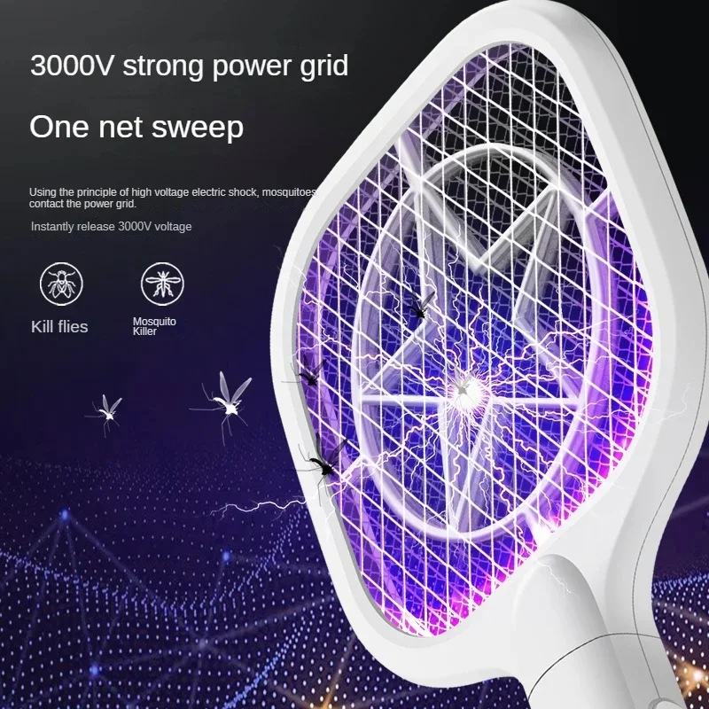 Small Portable Electric Mosquito Swatter Mosquito Racket Physical Summer Fly Swatter Trap Household Bug Zapper Insect Control