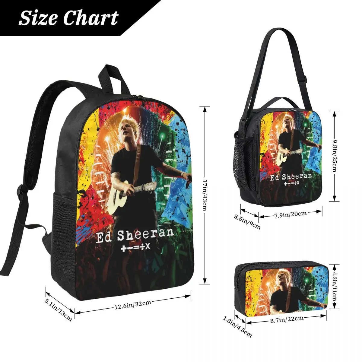 3 قطعة Ed Sheeran حلقة جولة 2026 مجموعة حقائب الظهر للأطفال صناديق قلم رصاص مجموعات حقائب الكتب مع صندوق الغداء لطلاب المدارس حقيبة الظهر #2
