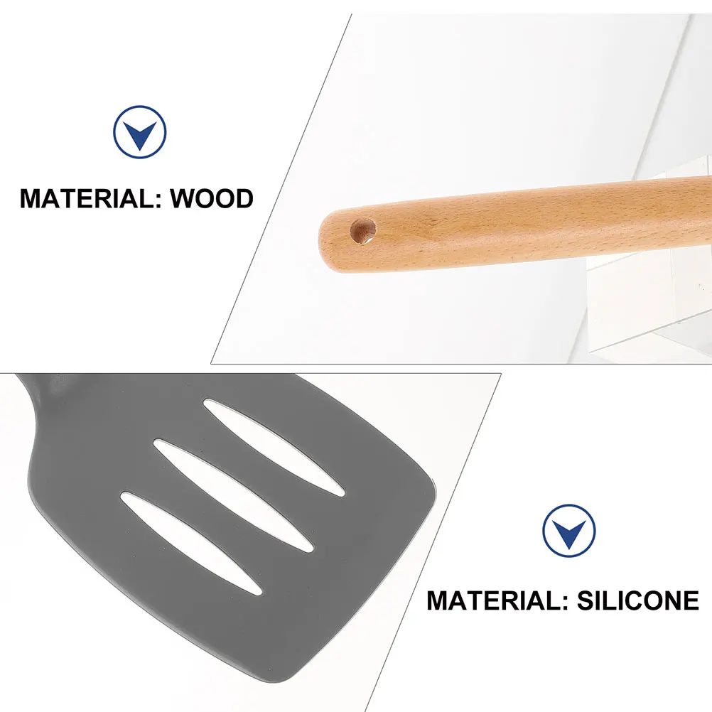 

Wooden H Leakproof Spatula Kitchen Tool Heat Resistant Silicone Coated Ergonomic Design Safe Daily Use Portable Cooking