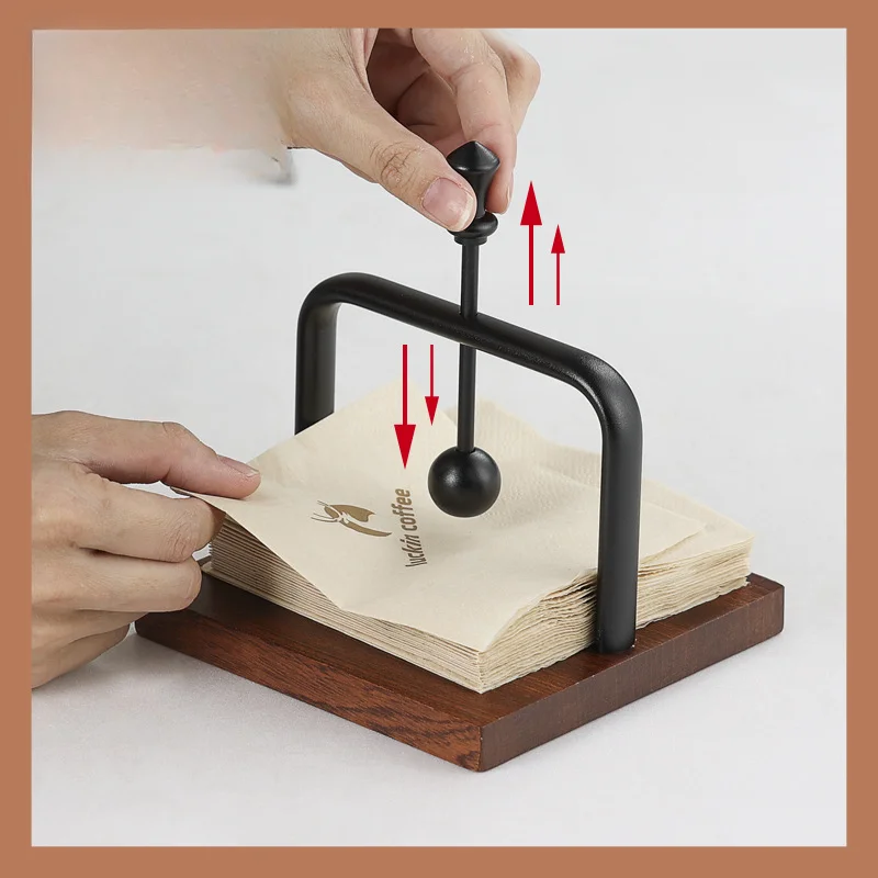 Sapele Cafe Napkin Holder Western Restaurant Paper Towel Holder Solid Wood Hotel Paper Towel Table Tabletop Paper Towel Holder