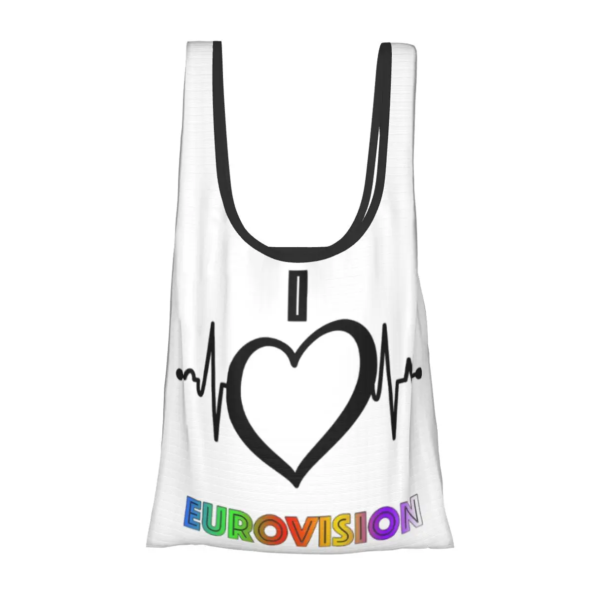 

I Love Eurovision - Rainbow Pattern Portable Tote Shopping Bags Large Capacity Shopper Bag Grocery Handbag Shoulder Bag