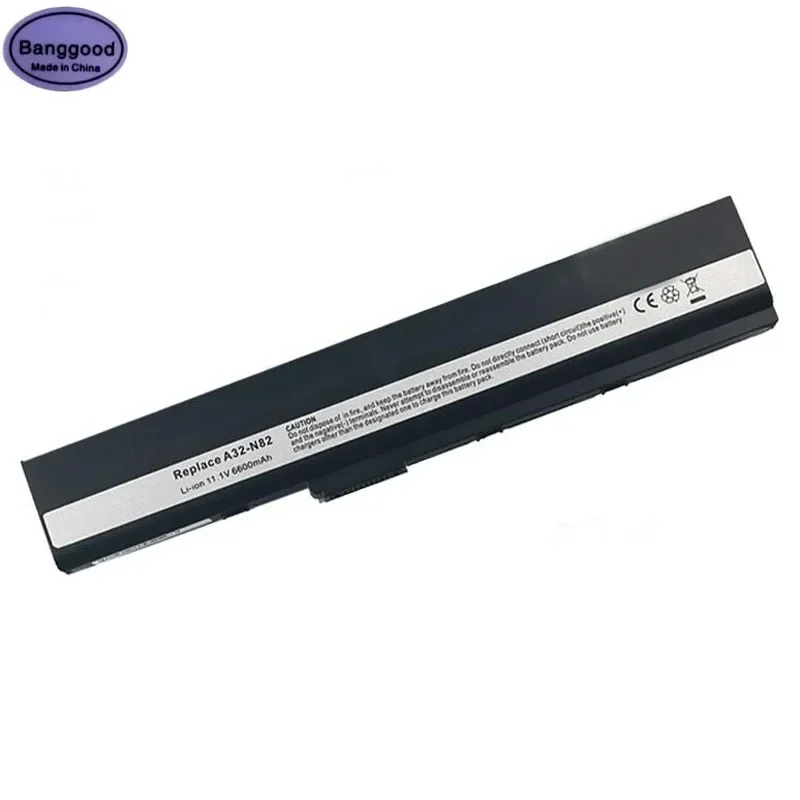 11.1V 6600mAh A32-N82 A42-N82 A32-K52 A32-K42 Laptop Battery for ASUS N82J N82JQ N82JV A40J A42JZ A52JR A62-Q037H B53JC X52DE X6