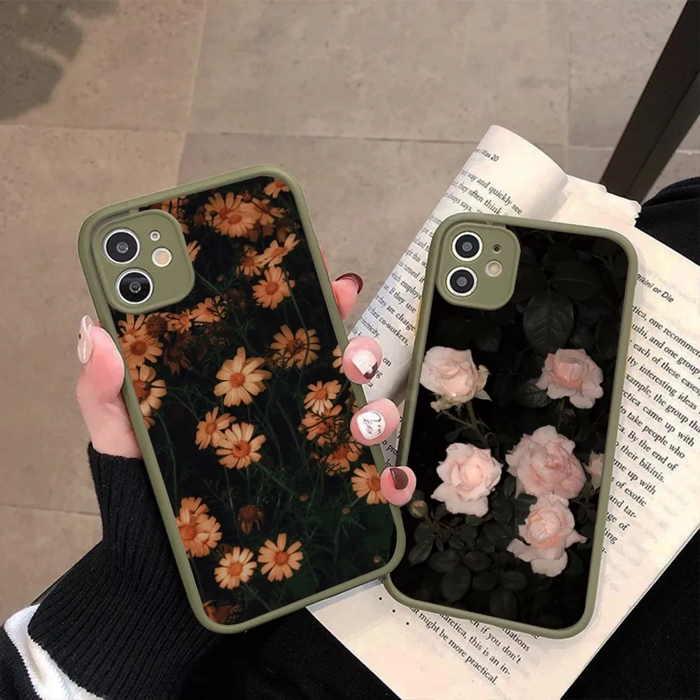 Sunflower Chrysanthemum Phone Case for iPhone 14 11 12 13 Mini Pro Max 8 7 Plus X XR XS MAX Translucent Matte Cover