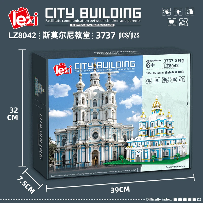 LZ8042 Diamond Small Particles Famous Buildings In Russia Smolny Convent Model Assembled Building Block Toys for Children Gifts