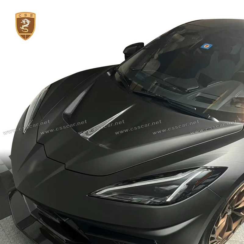 

For Chevrolet Corvette C8 Upgrade CSS Style Car Front Engine Bonnet Hood Dry Carbon Fiber Exterior Modification Accseeories