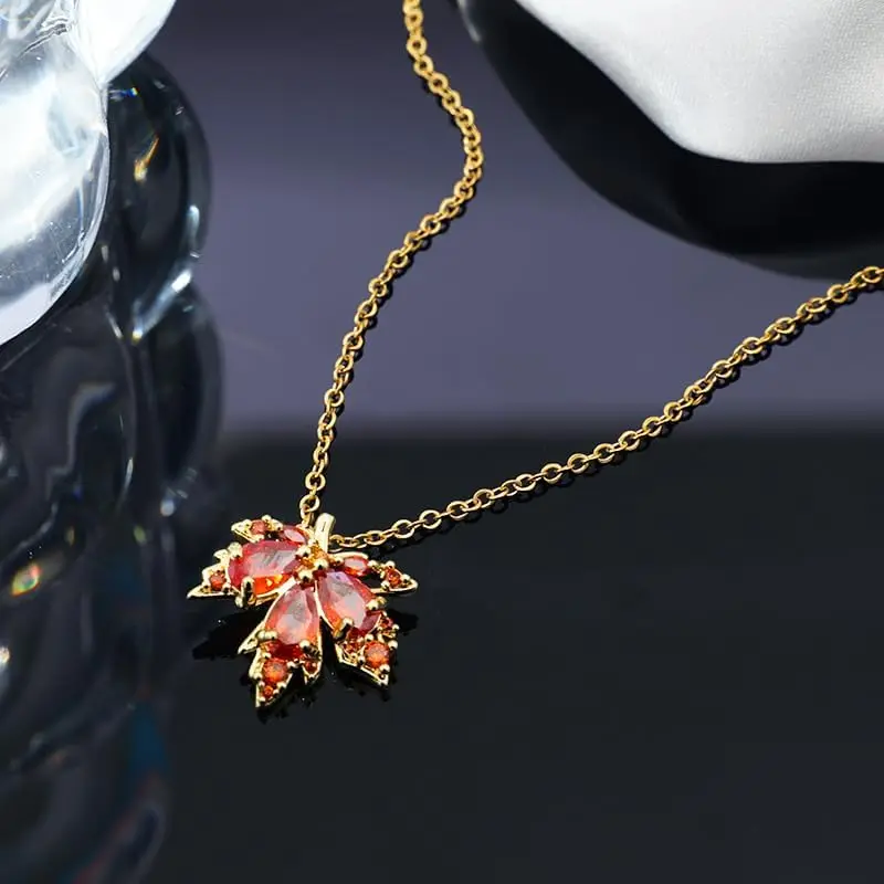 Gold Dainty Maple Leaf Necklace Autumn Maple Leaf Pendant Necklace Halloween Christmas Thanksgiving Gift Jewelry view 5