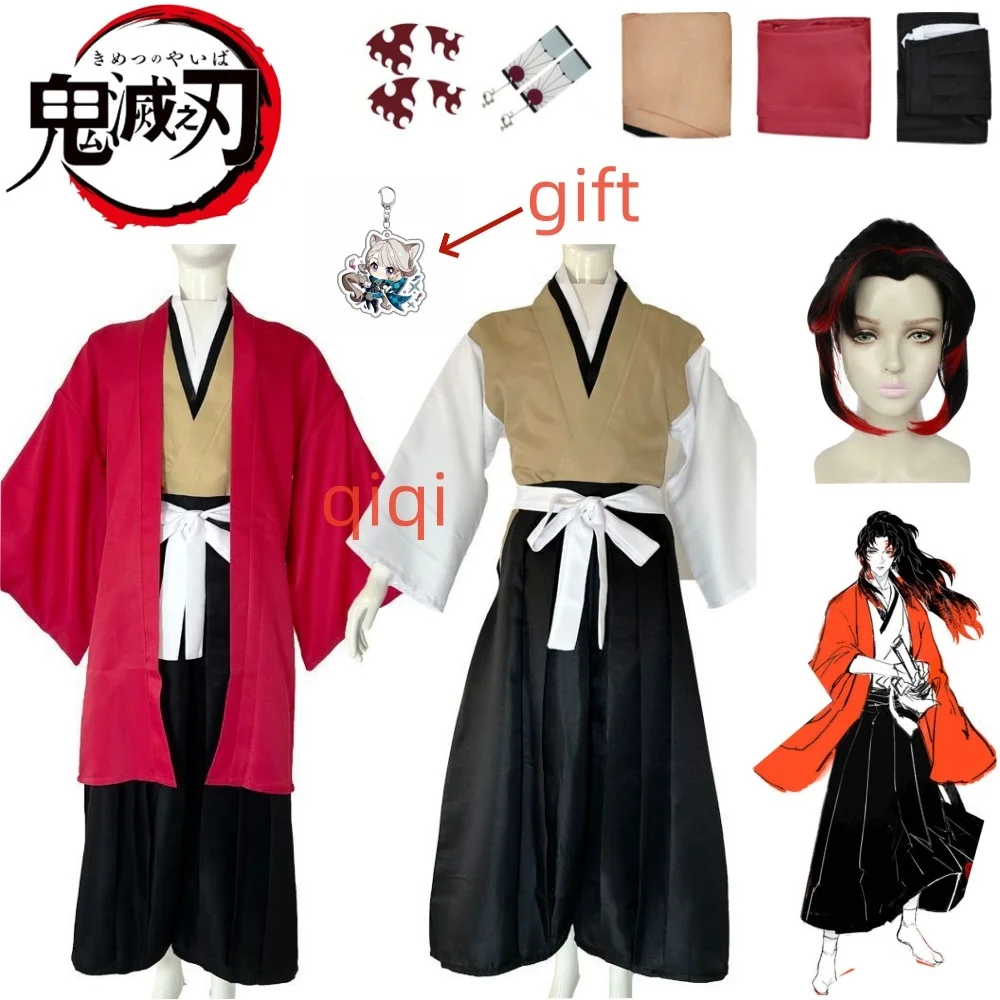 Tsugikuni Cosplay Yoriichi Costume Wig Anime Cosplay Kimono Comic Event Halloween Party Japanese Warrior Cosplay Costume for Men