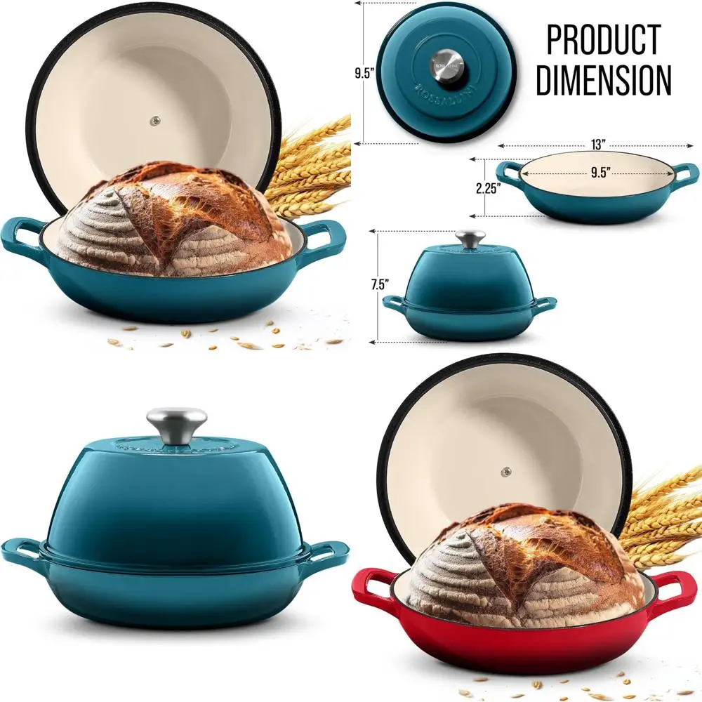 

Enameled Cast Iron Sourdough Bread Oven - Non-Stick Surface with Airtight Lid for Baking Perfection and Homemade Bread Creation