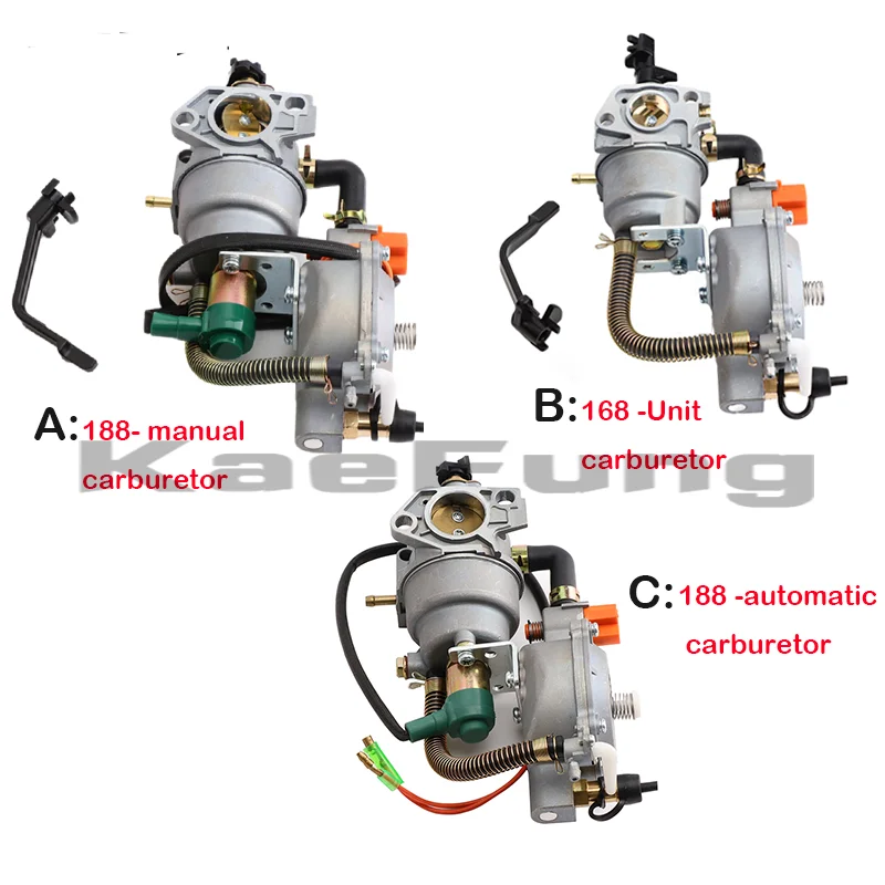 168F/188F Carburetor Dual Fuel Automatic or Manual Choke LPG/NG  Conversion Kits for Gasoline Generator Hybrid 5KW Accessories