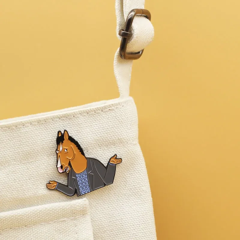 Pin kerah untuk pakaian bros pada ransel tas kantor lencana perhiasan hadiah dekorasi untuk teman bojack-horseman Enamel Pin