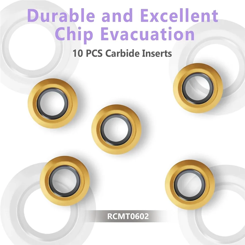 

ABGH-1/2 Inch SRACR/L1212H06 Lathe Holders Lathe Turning&Profiling Tool Holder,2 Tools Holder,10 RCMT0602 Milling Insert