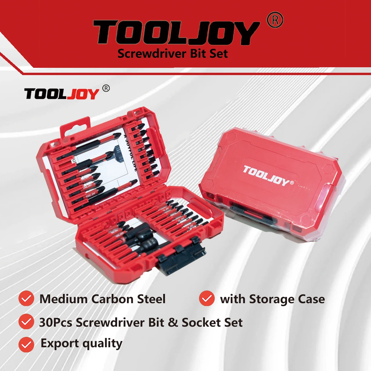 tooljoy電動ドリル用ビットセット、30ピースセット（ストレート、クロス、スター型）