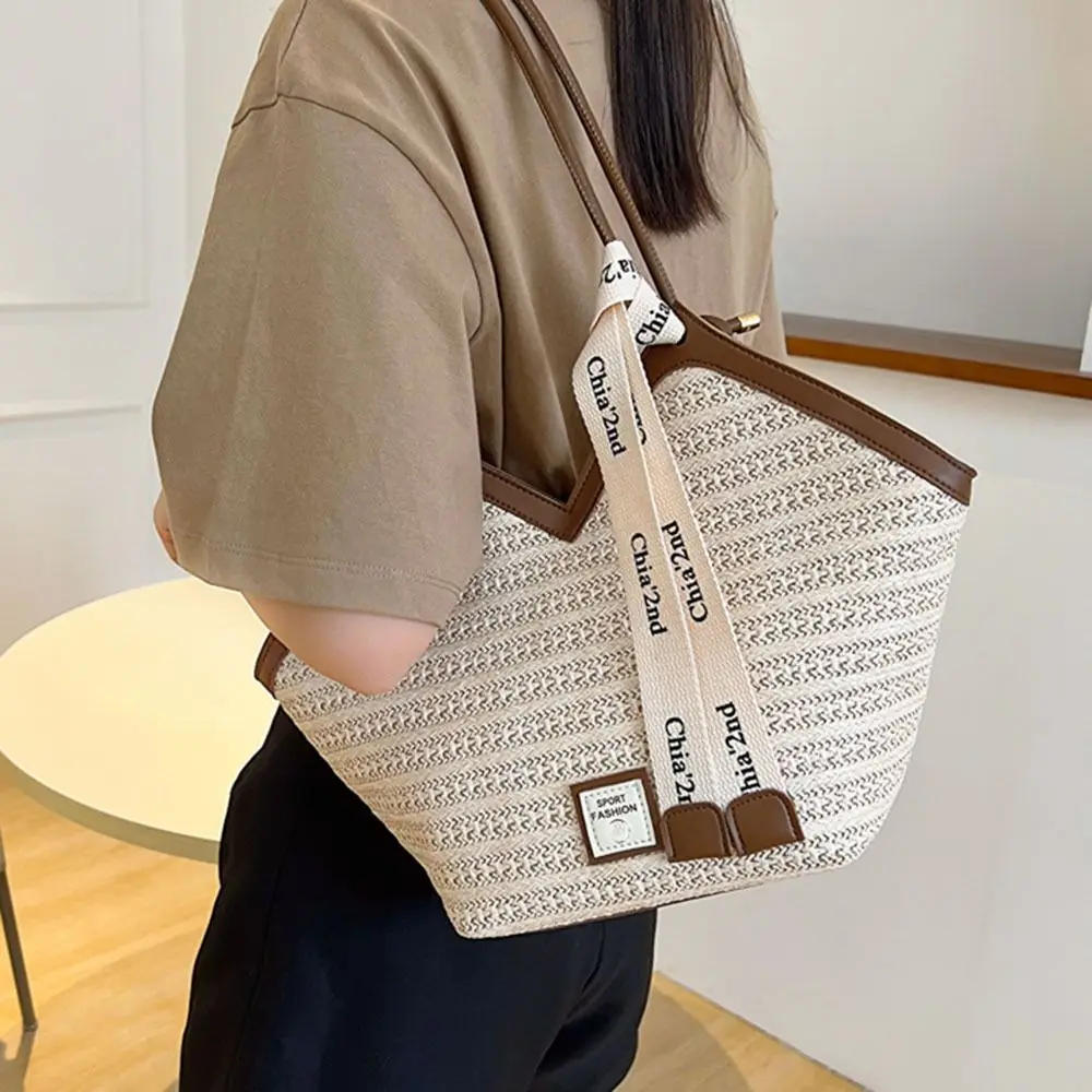 Women Hollow Woven Large Capacity Shoulder Bags Crochet Bag Knitting Handbags Female Shopping Tote Bags