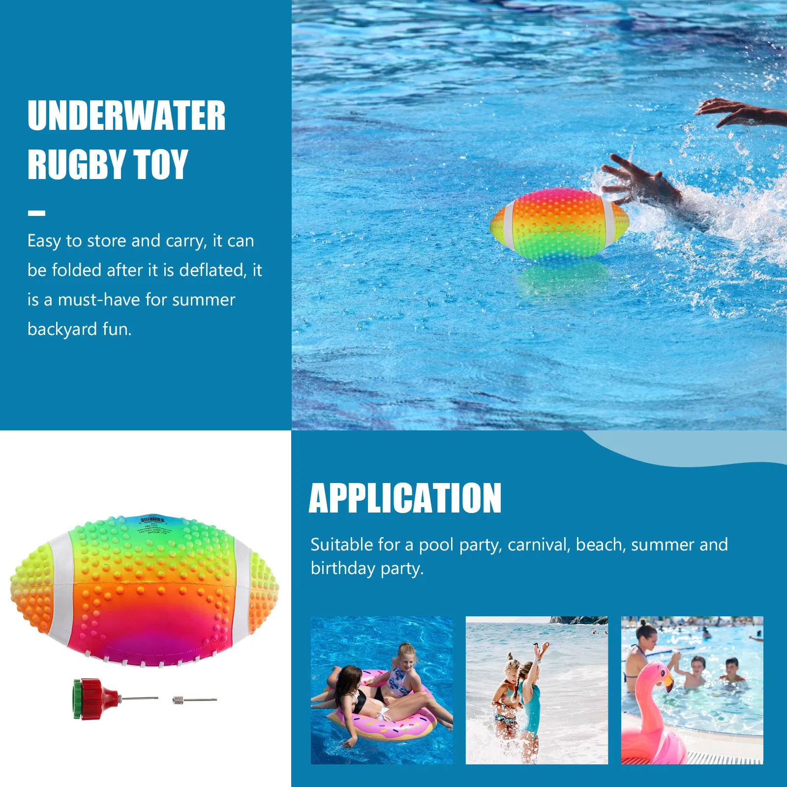 Underwater Rugby Pool Ball Bright Color Suitable Size for Kids Boys Girls Summer Beach Pool Party Swimming Ball Inflatable