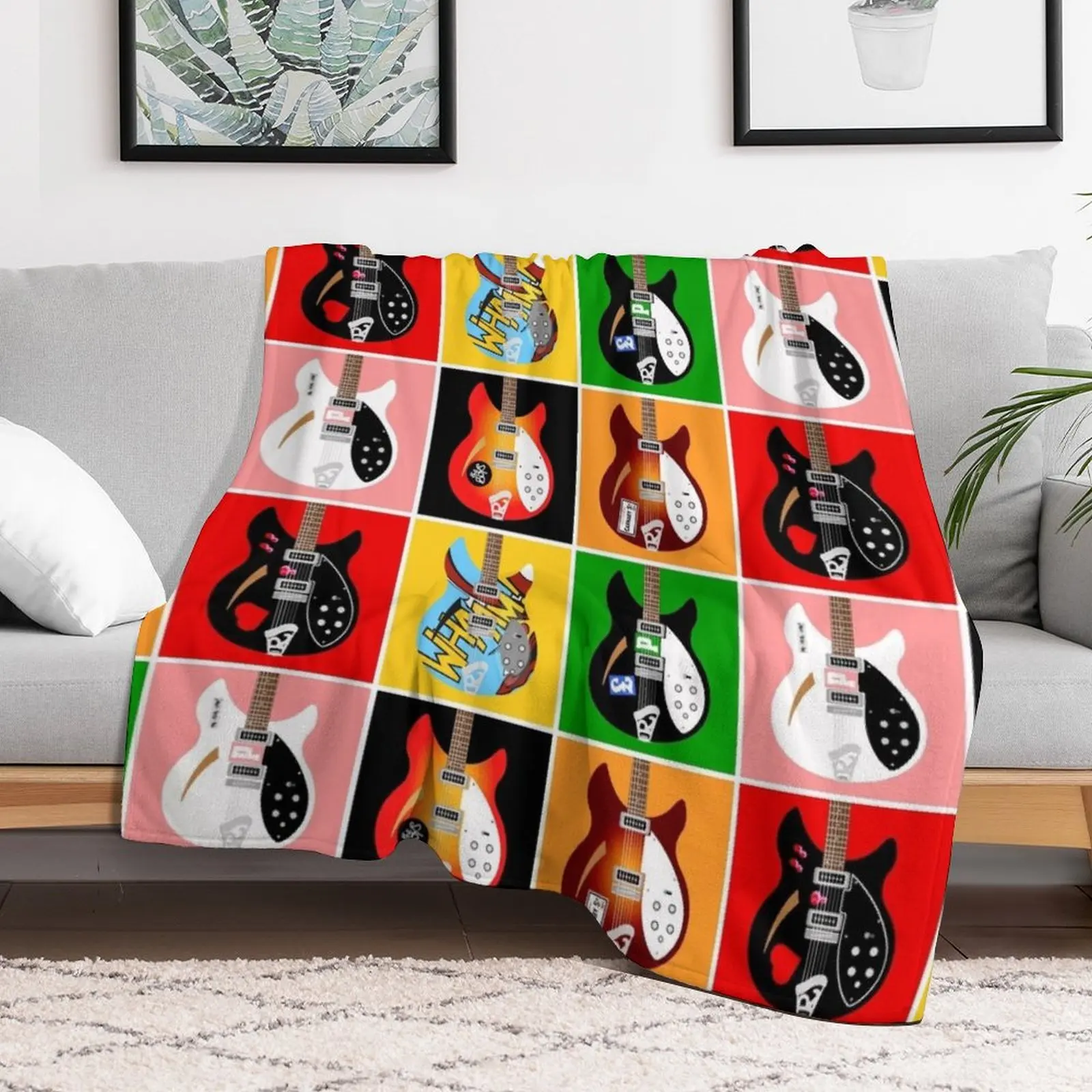 Paul Weller's Jam Rickenbacker Guitars Throw Blanket funny gift Quilt heavy to sleep Blankets