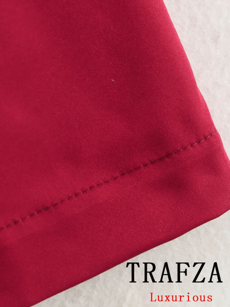 Trafza vintage casual chique saia feminina sólido arco zíper em linha reta tatting mini saia moda 2024 outono inverno saias de festa