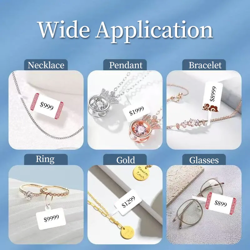 مجوهرات التسمية الحرارية ذاتية اللصق السعر ملصق العلامة قلادة القرط حلقة دائم للطباعة لفة تسميات ورقة زخرفة العرض
