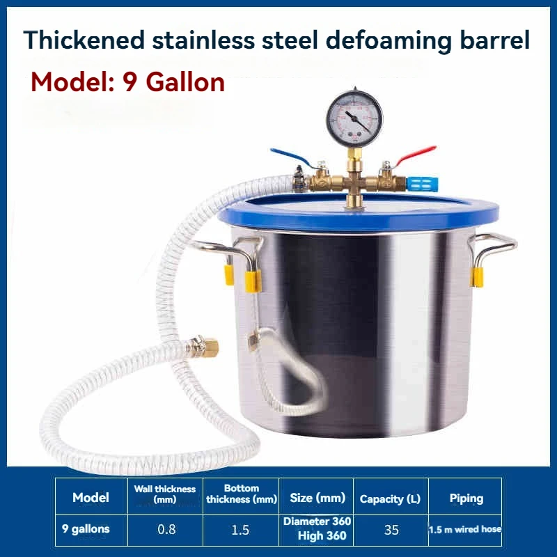 6 Gallon 27L RVS Vacuüm Ontgassingskamer Vacuüm Ontschuimingsvat Voor Siliconenhars AB Lijm 30x30CM Acryl Deksel
