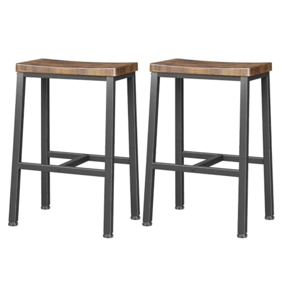 

Барные стулья для кухонного острова, комплект из 2 штук, высота 23,6 дюйма, с сиденьями-седлами и подставками для ног, в индустриальном стиле, для столовой