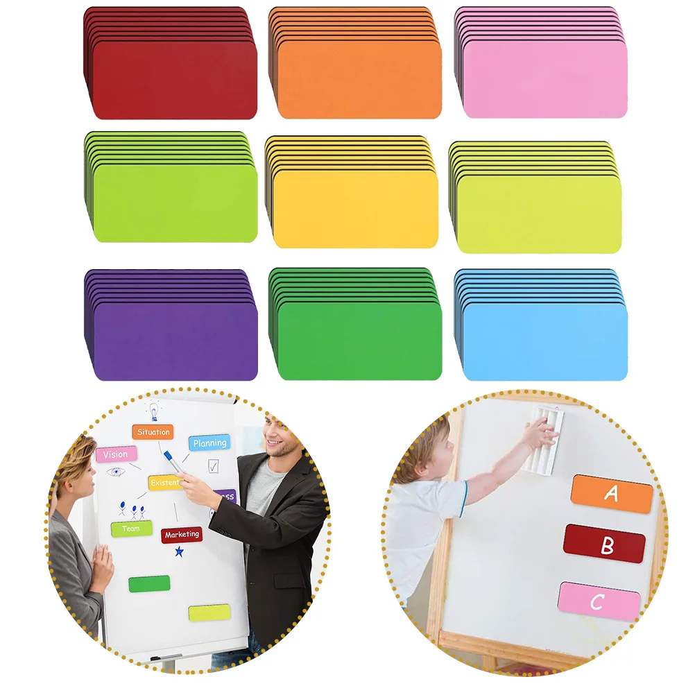

54pcs Magnetic Name Tags Colorful Dry Erase Labels For Refrigerator Whiteboard School Office Writable Magnets Multi-Function