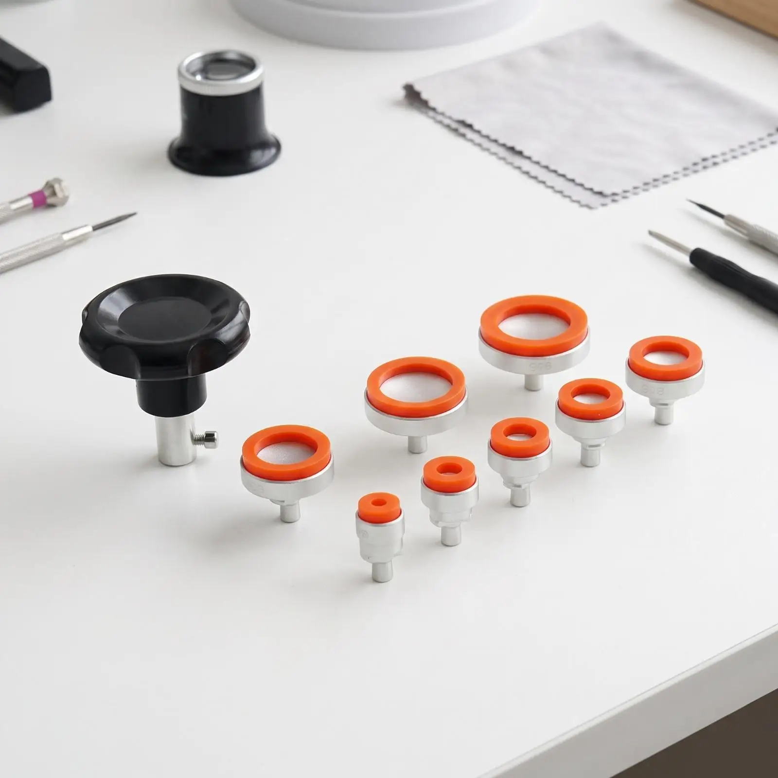 Versatile Watch Back Opener Tool with 8 Suction Heads for Watchmaker Maintenance and Repair