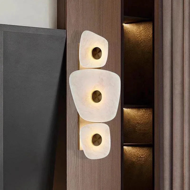 

Natural marble wall light luxury villa living room background wall hotel lobby corridor bedroom bedside lamp designer