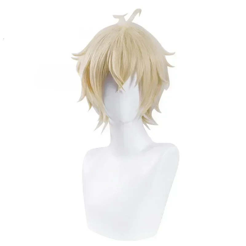 Peluca de Cosplay Mikaela Hyakuya para Hombre, Rubio Corto Claro, Pelucas de Cosplay Anime, Resistentes al Calor, Sintéticas 5