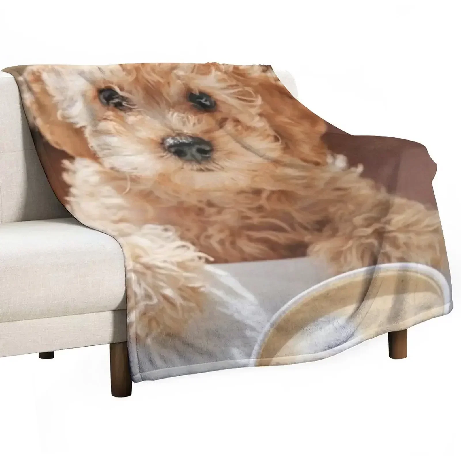 Cute Dog cockapoo Coffee Design Throw Blanket warm winter Soft Luxury Thicken anime halloween Soft Beds Blankets
