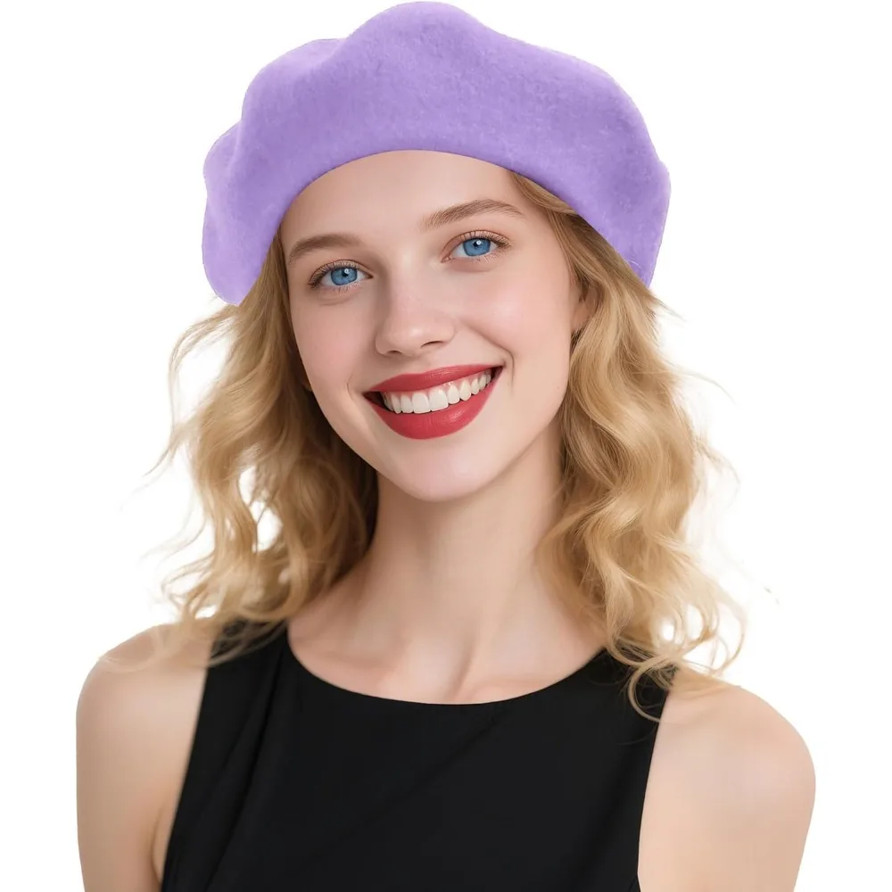 

Берет для женщин Праздничный шерстяной французский стиль - Черная/красная церковная шляпа - Бесклеевой наряд и мужской берет