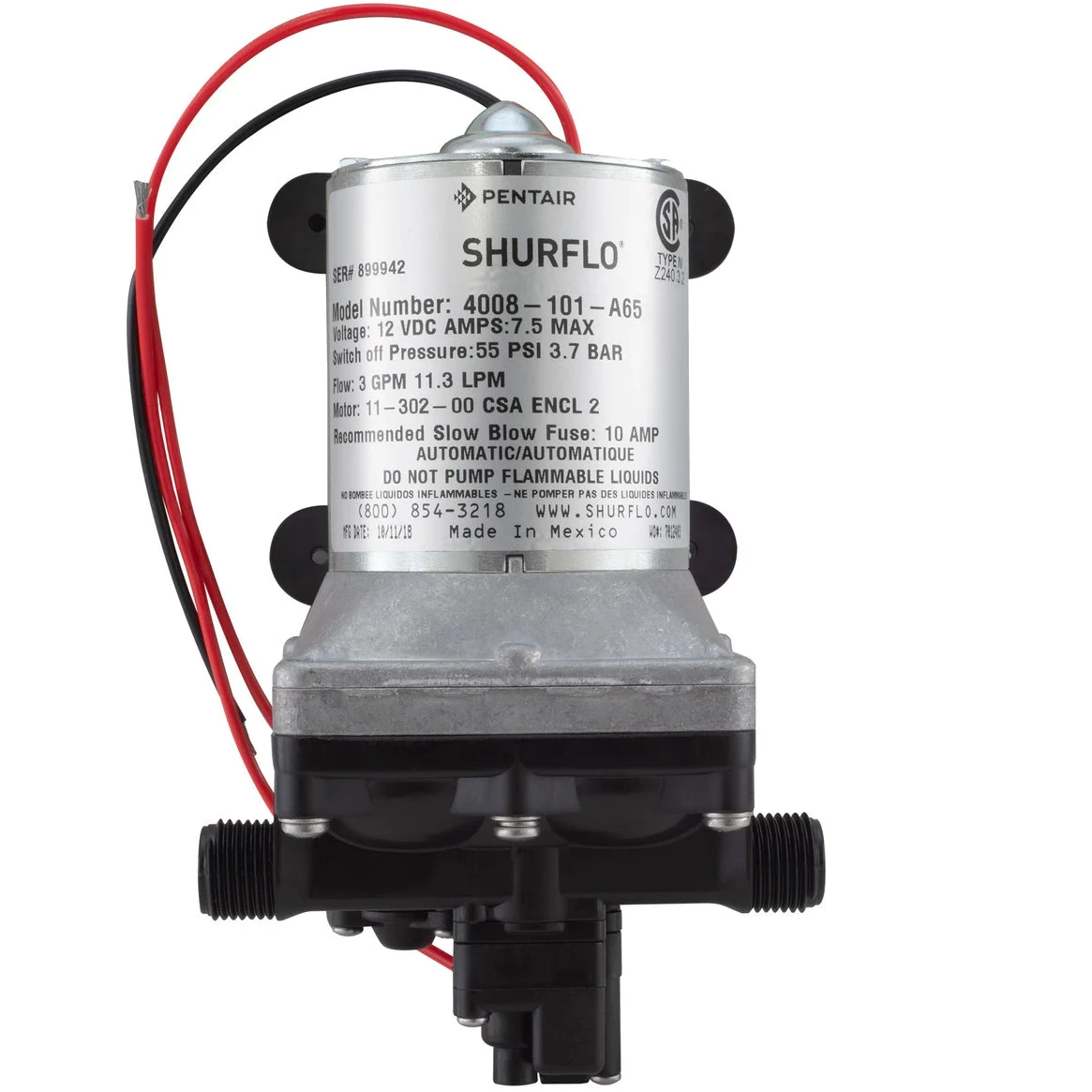 

Shurflo By-Pass Pump 4008-101-A65 4008-131-A65 Электрический мембранный насос 12 В 24 В постоянного тока 11,4 л/мин 3 галлона в минуту 55 фунтов на квадратный дюйм для морской водяной системы RV