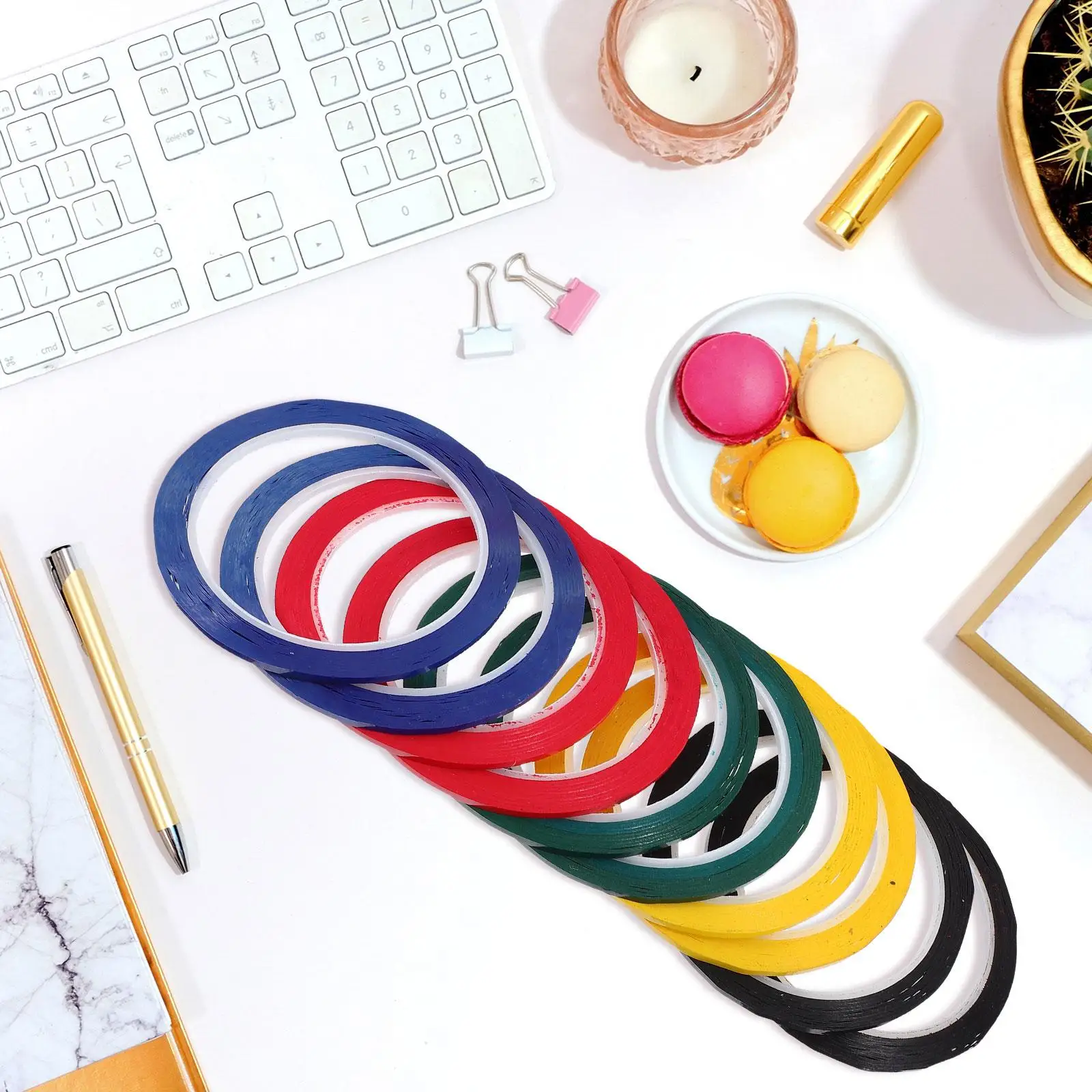 10 Pcs Cable Tape Desktop Positioning Color Marking Line Marking Line Whiteboard Scribe Color Stripes Adhesive Nano Tape